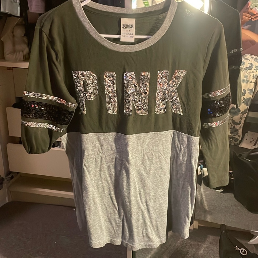 Victoria secret pink 3/4 sleeve sequin shirt